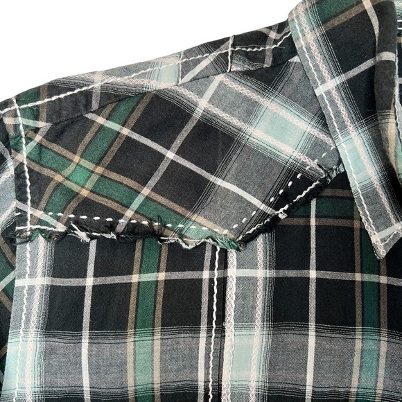 BKE Black Green Plaid Pearl Snap Button-Down Western Men's Shirt Size M - Picture 12 of 16